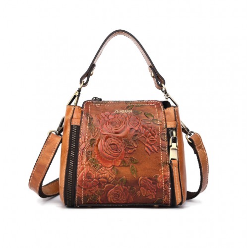 Borsa in pelle con doppio...