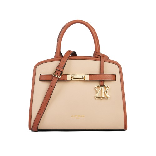 Borsa in pelle bicolore con...