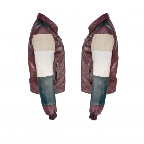 Giacca in pelle multicolore...