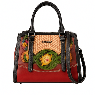Borsa in pelle con doppi...
