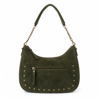 Borsa in camoscio con doppi...