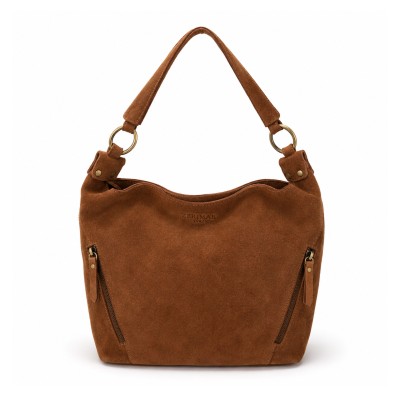 Borsa in camoscio con doppi...