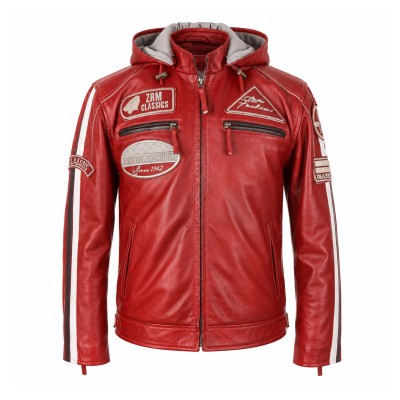 Giacca in pelle con toppe...