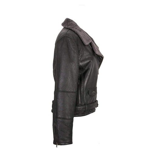 Giacca in pelle double face per donna in nero Zerimar - 5