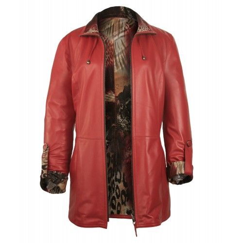 Giacca lunga in pelle reversibile con chiusura a zip Zerimar - 4