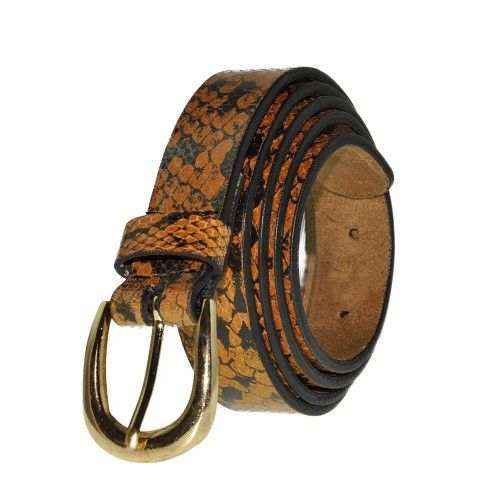 Cintura in pelle di vacchetta con stampa marrone e marrone chiaro Zerimar - 1