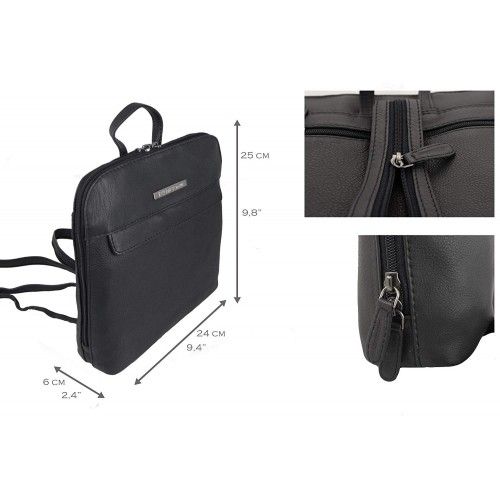 Zaino da donna casual in pelle stile casual 25x24x6 cm Zerimar - 9