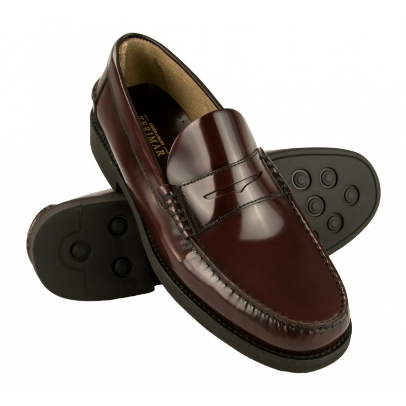 Mocassini in pelle naturale bordeaux con maschera taglia PLUS Zerimar - 1