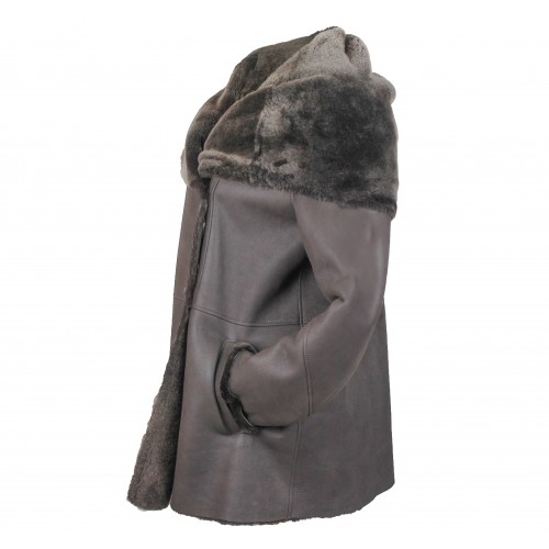 Cappotto in pelle double face per donna con chiusura laterale con bottoni Zerimar - 2