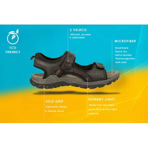 Sandali MOUNTAIN in pelle con chiusura in velcro Zerimar - 12