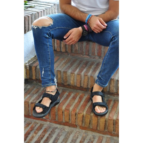 Sandali STONE in pelle con chiusura in velcro Zerimar - 11
